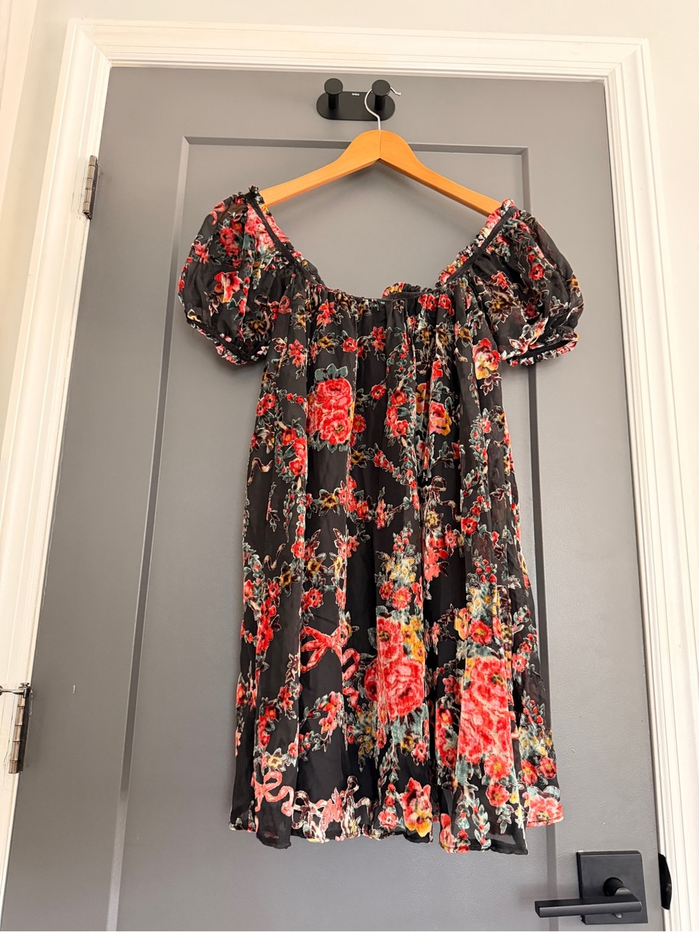 Free People Black Floral Off-Shoulder Maxi Dress